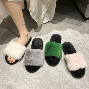 겨울 여성 모피 슬리퍼 부드러운 플러시 바닥 신발 실내 숙녀 따뜻한 홈 슬리퍼 오픈 발가락 푹신한 집 슬라이드