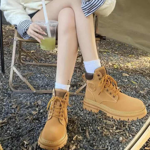 여성을위한 패션 겨울 고무 단독 부츠 겨울 신발 솔리드 마틴 스노우 부츠 정품 가죽