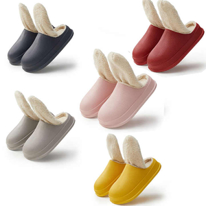 EVA 뜨거운 가을 겨울 미끄럼 방지 연인 홈 두꺼운 바닥 실내 플러시 방수 면화 슬리퍼 여성 따뜻한 정원 방해물