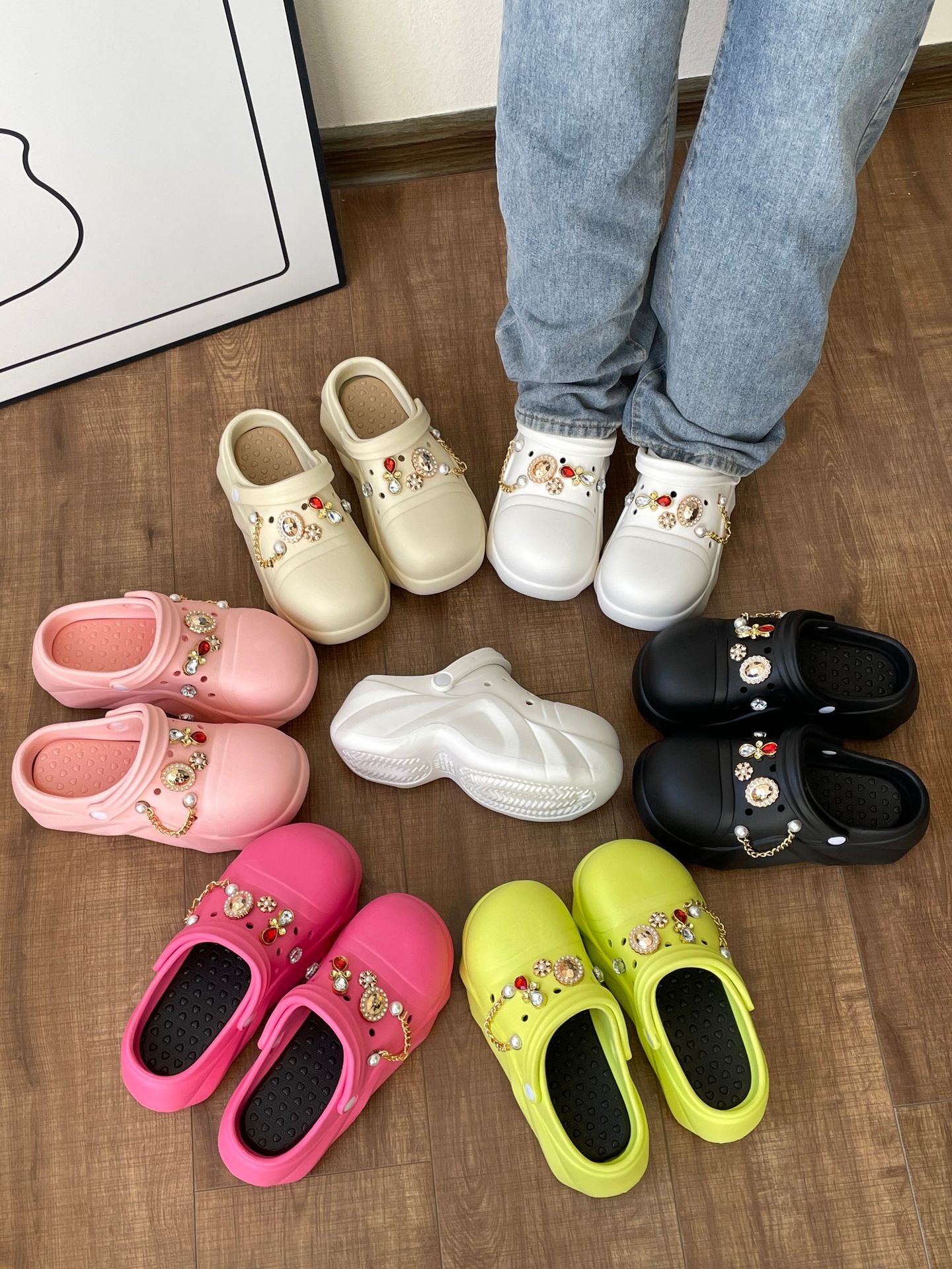 여름 여성 슬리퍼 플랫폼 나막신 정원 신발 야외 비치 샌들 여성 신발 웨지 슬리퍼 실내 야외 슬라이드