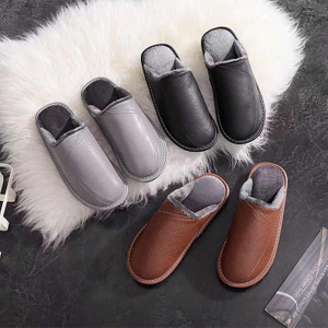 남성 겨울 슬리퍼 짧은 플러시 실내 신발 남여 패션 가죽 슬리퍼 여성 침실 발 착용