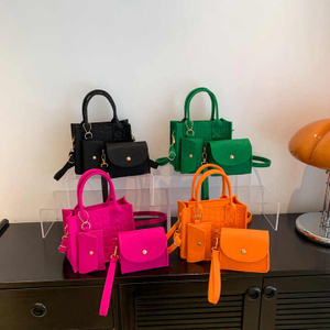 핸드백 펠트 악어 무늬 토트 크로스 바디 숄더 백 여성 가방 원형 2 종 세트 