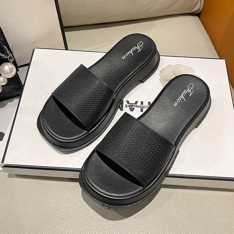 2024 뉴 여름 슬라이드 슬리퍼 여성 패션 샌들 두꺼운 밑창 웨지 힐 비치 슬리퍼