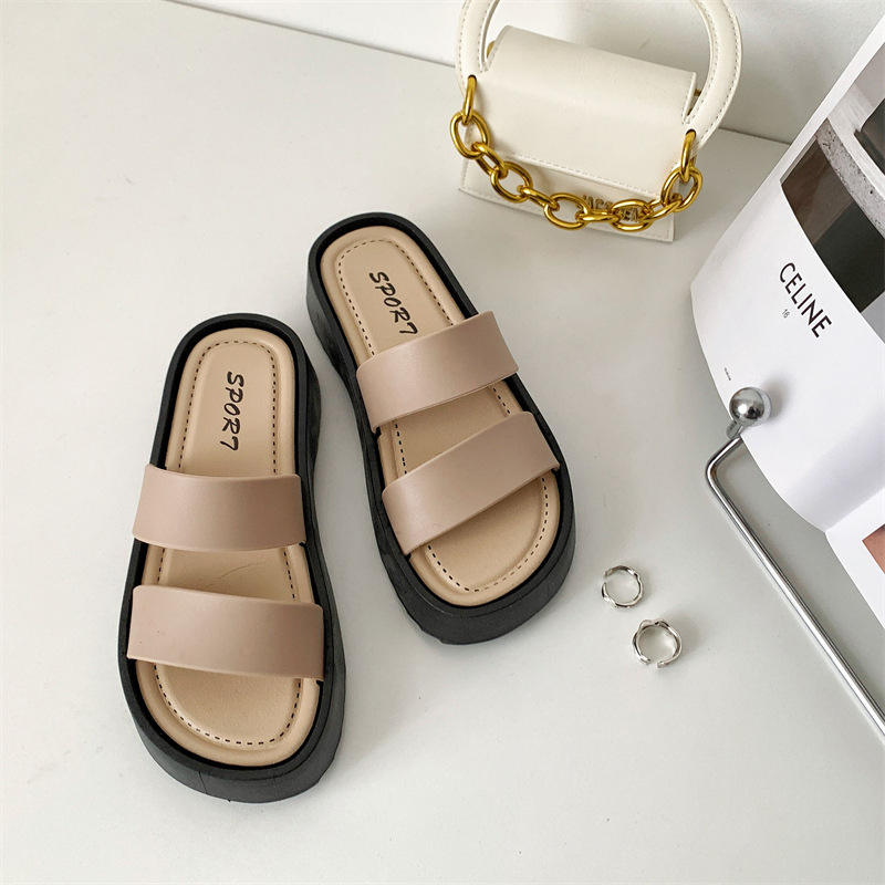 새로운 여성 두꺼운 플랫폼 슬리퍼 여름 해변 Eva 소프트 단독 슬라이드 샌들 레저 편안한 야외 여성 신발