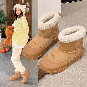 발목 플랫 플랫폼 여성 스노우 부츠 스웨이드 플러시 따뜻한 캐주얼 겨울 두꺼운 고스 신발 첼시 