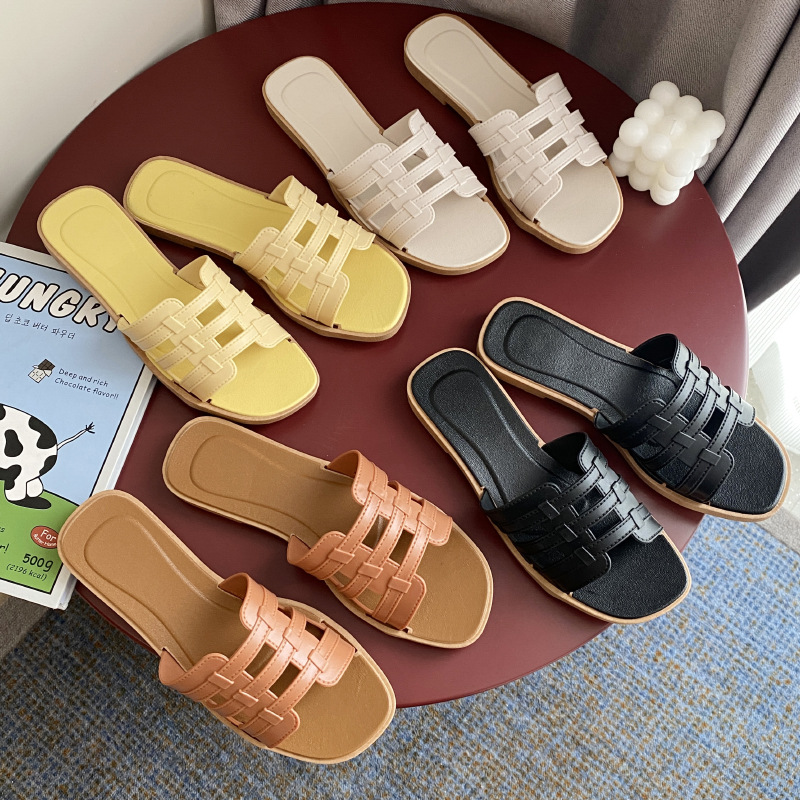 여름 슬리퍼 여성 플랫 럭셔리 야외 비치 플립 플롭 여성 샌들 트렌드 브랜드 디자인 슬라이드 신발 여성용