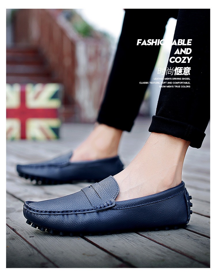 정품 가죽 남성 캐주얼 신발 럭셔리 브랜드 남성 로퍼 모카신 통기성 슬립 블랙 드라이빙 슈즈