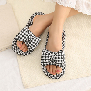 여성 여름 캐주얼 슬라이드 편안한 아마 슬리퍼 보우 리넨 실내 신발 플랫폼 샌들 숙녀 