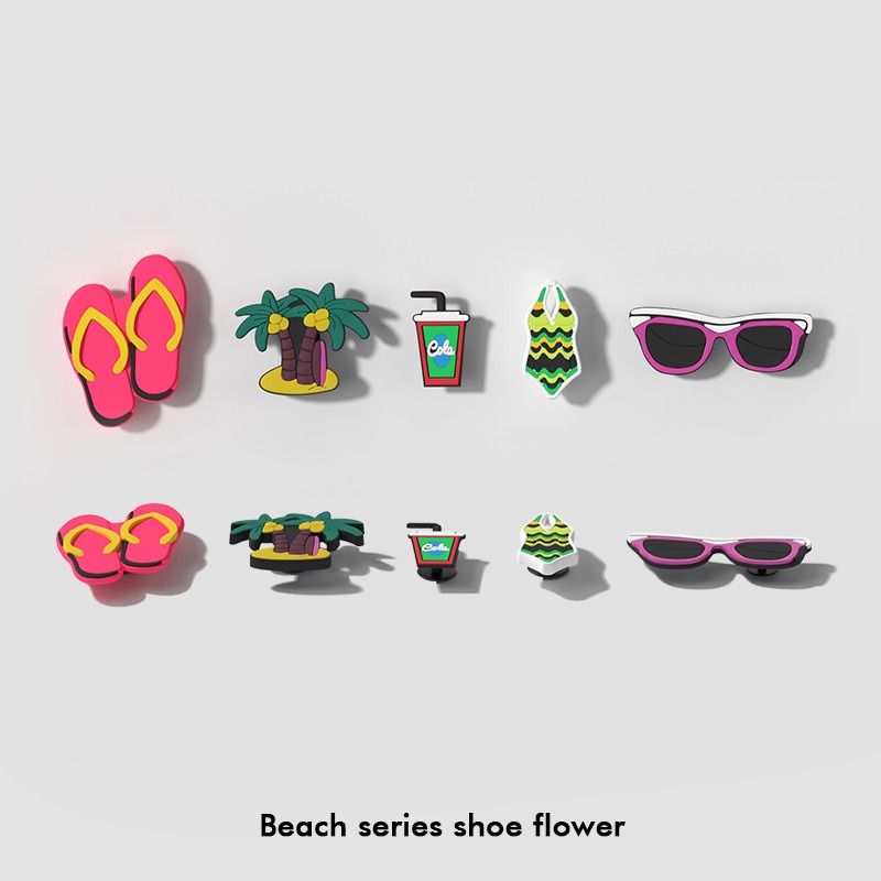 여자 남자 여름 해변 상어 슬리퍼 탑 핀 매력 만화 Pvc 치즈 나막신 매력 액세서리 신발 버클 장식