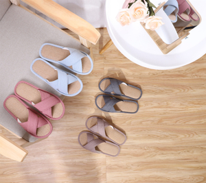 실내 홈 통기성 여성 남성 플랫 슬라이드 리넨 커플 미끄럼 방지 신발 샌들 신발 편안한 