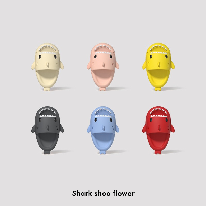 여자 남자 여름 해변 상어 슬리퍼 탑 핀 매력 만화 Pvc 치즈 나막신 매력 액세서리 신발 버클 장식