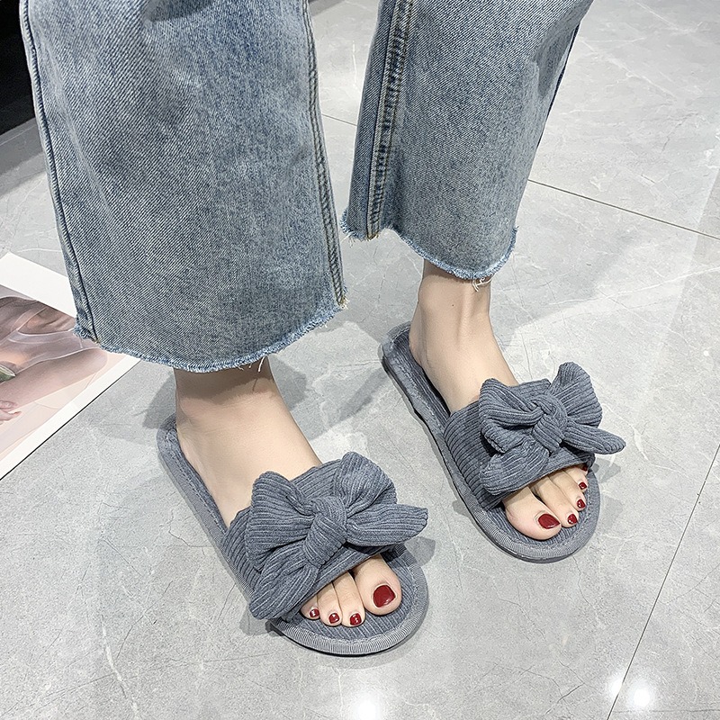 도매 봄과 가을 여성 패션 트렌드 편안한 활 플랫 슬리퍼 홈 패브릭 슬리퍼