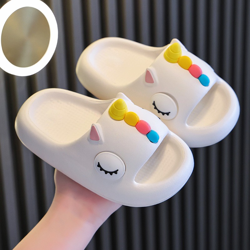 여름 만화 어린이 슬리퍼 소녀 소년 유니콘 슬리퍼 어린이 귀여운 실내 홈 욕실 신발