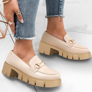 여자 청키 플랫폼 러그 밑창 덩어리 미드 힐 스퀘어 발가락 드레스 워킹 작업 신발 버클 체인