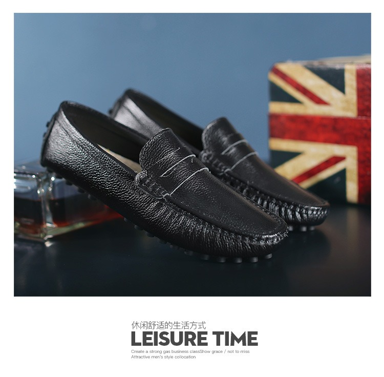 정품 가죽 남성 캐주얼 신발 럭셔리 브랜드 남성 로퍼 모카신 통기성 슬립 블랙 드라이빙 슈즈