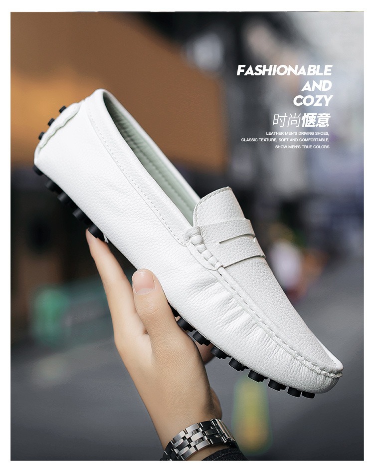 정품 가죽 남성 캐주얼 신발 럭셔리 브랜드 남성 로퍼 모카신 통기성 슬립 블랙 드라이빙 슈즈